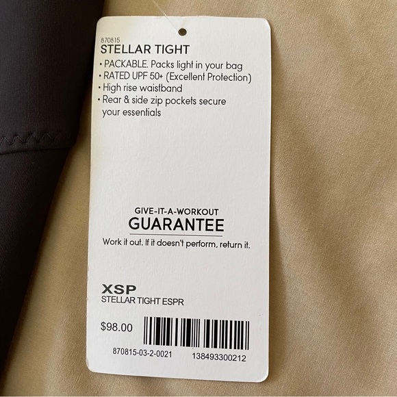 NWT Athleta Stellar Tight Espresso XSP - Picture 3 of 5